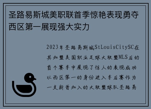 圣路易斯城美职联首季惊艳表现勇夺西区第一展现强大实力